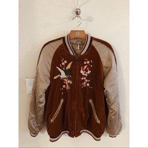 Free People Embroidered Bomber